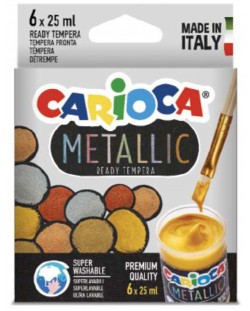 Темперни течни бои Carioca - Temperello metallic, 6 цвята