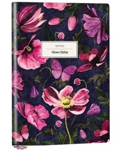 Тефтер Victoria's Journals Florals - Цветя, А6, пластична корица, на точки, 96 листа