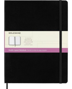 Тефтер с твърди корици Moleskine Classic Extra XL - Черен, комбинирани страници