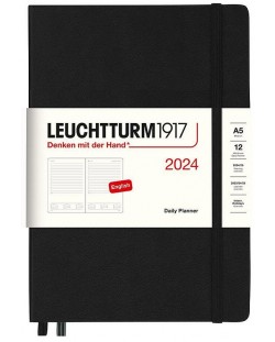 Тефтер Leuchtturm1917 Daily Planner - А5, черен, 2024