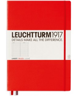 Тефтер Leuchtturm1917 Master Classic - А4+, линиран, червен