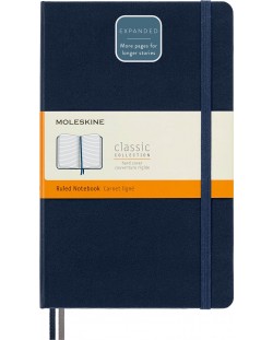 Тефтер с твърди корици Moleskine Classic Ruled Expanded - Тъмносин, редове