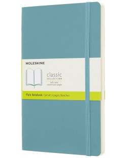 Тефтер с меки корици Moleskine Classic Plain - Светлосин, бели листове