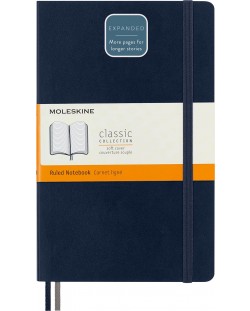 Тефтер с меки корици Moleskine Classic Ruled Expanded - Тъмносин, редове