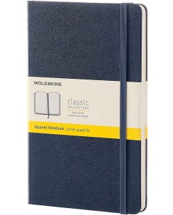 Тефтер с твърди корици Moleskine Classic Squared - Син, листове на квадратчета