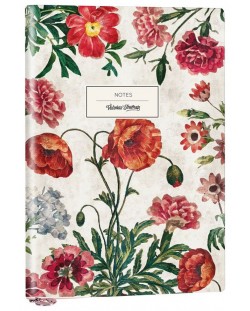 Тефтер Victoria's Journals Florals - Poppy, пластична корица, на редове, 96 листа, А6