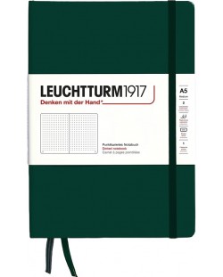 Тефтер Leuchtturm1917 Natural Colors - A5, тъмнозелен, страници на точки, твърди корици