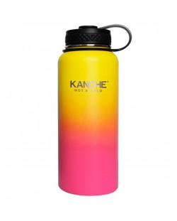 Термос Kanche - пътувай с мен, жълто и розово, 960 ml