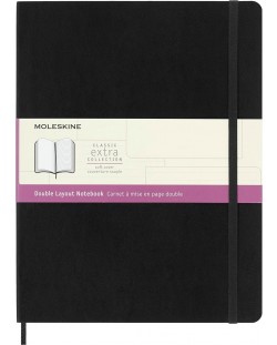 Тефтер с меки корици Moleskine Classic Extra XL - Черен, комбинирани страници