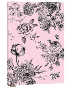Тефтер Victoria's Journals Florals - Розово и черно, пластична корица, А5