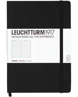 Тефтер Leuchtturm1917 Medium - A5, черен, страници на редове