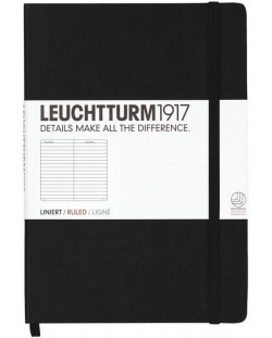 Тефтер Leuchtturm1917 Notebook Medium А5 - Черен, страници на редове