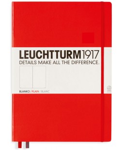Тефтер Leuchtturm1917 Master Classic - А4+, бели страници, червен