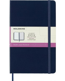 Тефтер с твърди корици Moleskine Classic Extra - Тъмносин, комбинирани страници