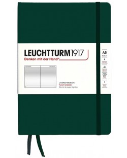 Тефтер Leuchtturm1917 Natural Colors - A5, тъмнозелен, линиран, твърди корици