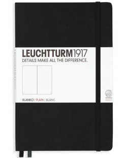 Тефтер Leuchtturm1917 Notebook Medium А5 - Черен,  бели страници