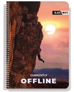 Тетрадка със спирала Black&White Offline - A5, 80 листа, широки редове, асортимент