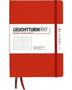 Тефтер Leuchtturm1917 Natural Colors - A5, червен, страници на точки, твърди корици