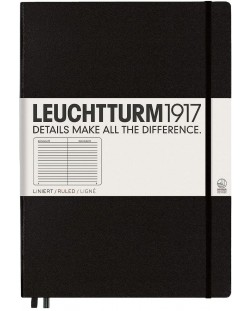 Тефтер Leuchtturm1917 Master Classic - А4+, черен, страници на редове