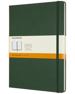 Тефтер с твърди корици Moleskine Classic Ruled XL - Зелен, линирани листове