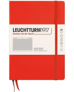 Тефтер Leuchtturm1917 New Colours - А5, на квадратчета, Lobster, твърди корици