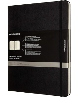 Тефтер с твърди корици Moleskine Pro Collection XL - Project Planner, черен