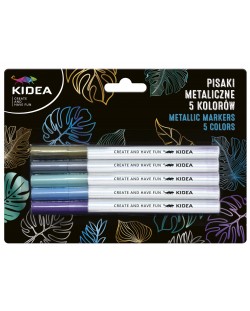 Текстмаркери Kidea - металикови, 5 цвята