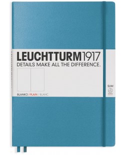Тефтер Leuchtturm1917 Master Slim - А4+, бели страници, Nordic Blue