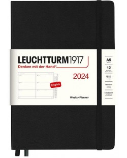 Тефтер Leuchtturm1917 Weekly Planner - A5, черен, 2024