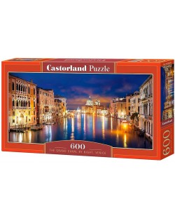 Панорамен пъзел Castorland от 600 части - Канал Гранде през нощта, Венеция