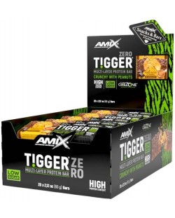 Tigger Zero Bar Box, фъстъчено масло и карамел, 20 броя, Amix