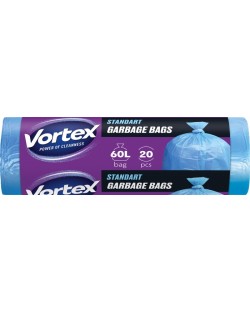Торби за отпадъци Vortex - Стандарт, 60 l, 20 броя, сини