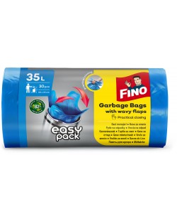 Торби за отпадъци Fino - Easy pack, 35 L, 30 броя, сини