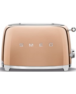 Тостер Smeg - TSF01RGEU 50's Style, 950W, 6 степени, розов/златист