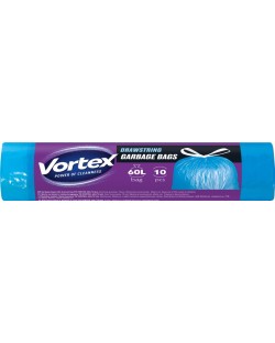 Торби за отпадъци с връзки Vortex - 60 l, 10 броя, сини