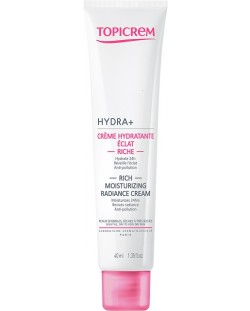 Topicrem Hydra+ Хидратиращ и подхранващ крем за лице Rich, 40 ml