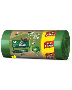 Торби за отпадъци Fino - Green Life Easy pack, 60 L, 18 броя, зелени