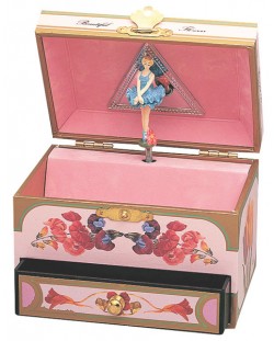 Музикална кутия Trousselier - Цветя, розова – С фигура Балерина