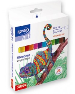 Цветни флумастери SpreeArt - Ø 2.3 mm, 24 цвята