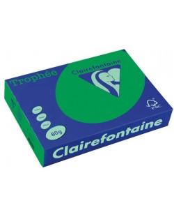 Цветна копирна хартия Clairefontaine - А4, 80 g/m2, 100 листа, Intensive Forest Green