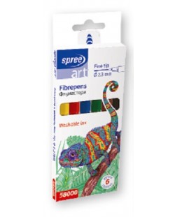 Цветни флумастери SpreeArt -  Ø 2.3 mm, 6 цвята