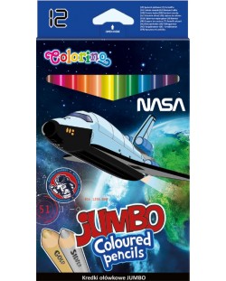 Цветни моливи Colorino - Jumbo Nasa, 12 цвята