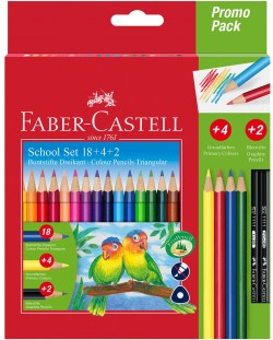 Цветни триъгълни моливи Faber-Castell - Triangular, 24 броя