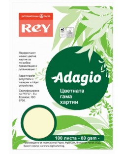 Цветна копирна хартия Rey Adagio - Ivory 93, A4, 80 g, 100 листа