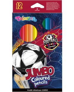 Цветни моливи Colorino Football - Jumbo, 12 цвята