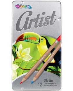 Цветни моливи Colorino Artist - в метална кутия, 12 цвята