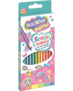 Цветни моливи Bambino Premium - 12 броя, пастелни цветове, асортимент
