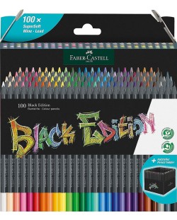Цветни моливи Faber-Castell Black Edition - 100 цвята, в метална кутия
