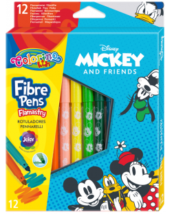 Цветни флумастери Colorino Disney - Mickey and Friends, 12 цвята