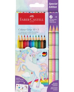 Цветни моливи Faber-Castell Grip 2001 - Еднорог, 10 + 3 цвята